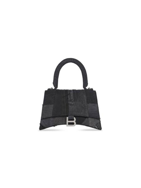 BALENCIAGA Women's Hourglass Small Handbag In Denim in Black Faded
