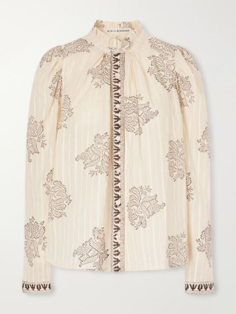 ALIX OF BOHEMIA Artemis striped printed cotton-dobby shirt Beige