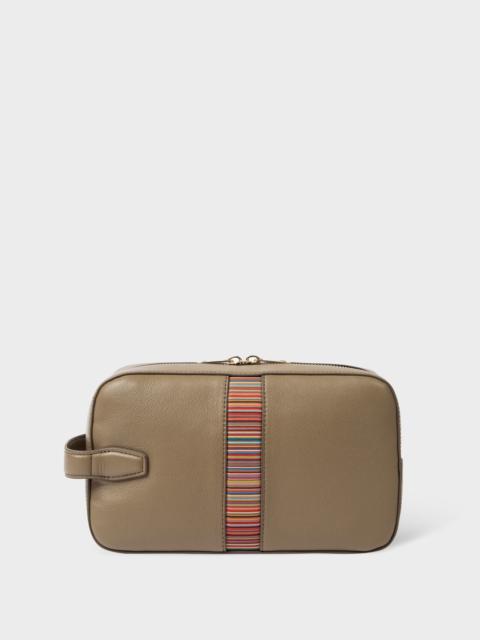 Paul Smith Leather 'Signature Stripe' Wash Bag