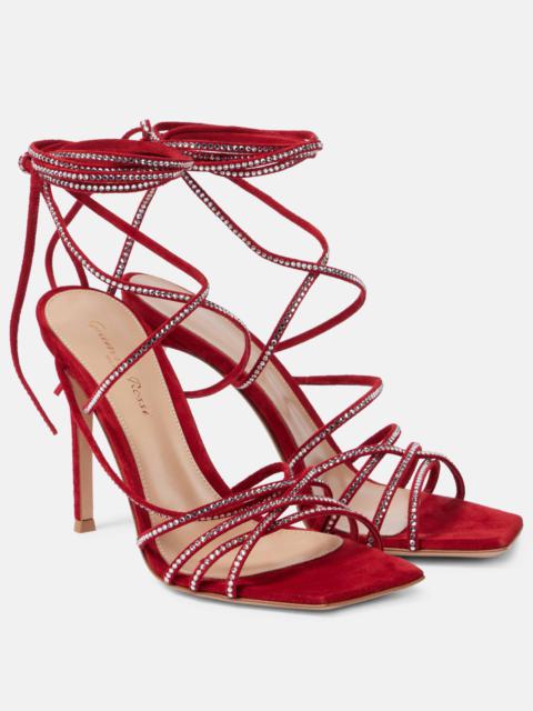 Gianvito Rossi 105 crystal-embellished suede sandals