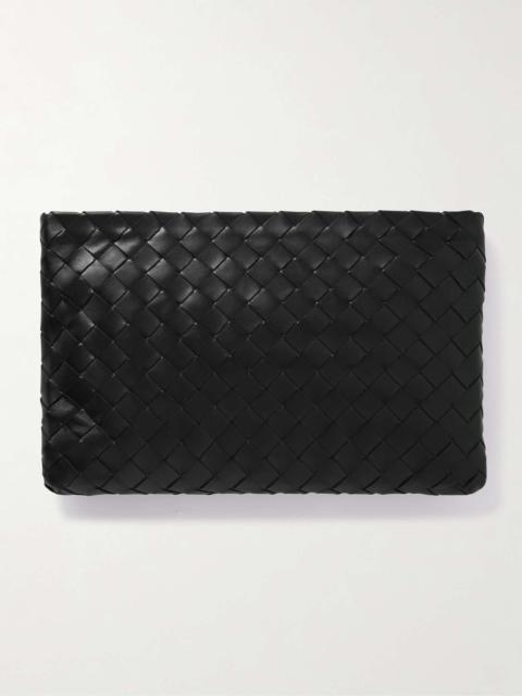 Medium intrecciato leather pouch