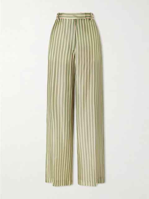 Dries Van Noten Penn Striped Satin Wide-leg Pants