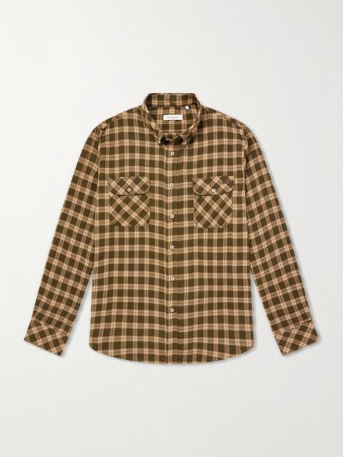 WALES BONNER Canopy Button-Down Logo-Embroidered Checked Cotton Shirt