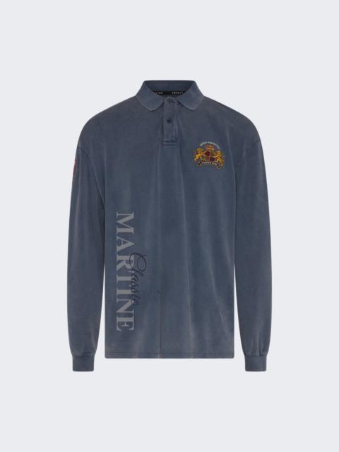 Martine Rose Long Sleeve Polo Top Washed Navy