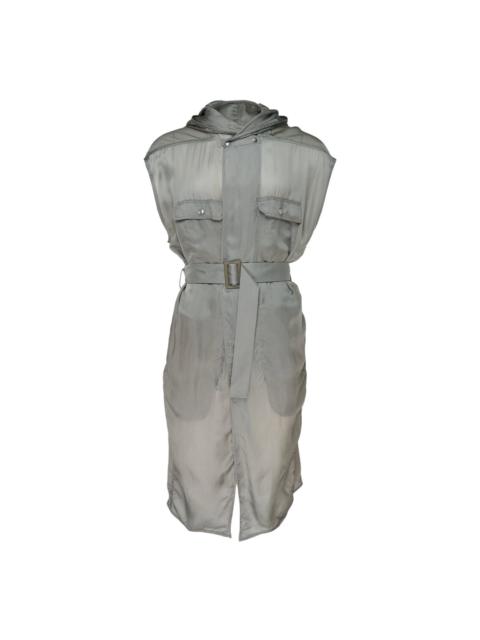 Rick Owens Hooded Belted Sleeveless Coat