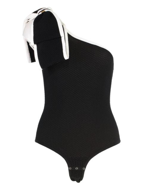 ELISABETTA FRANCHI one-shoulder textured bodysuit