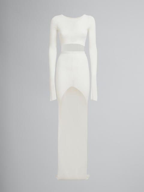 Marni WHITE RIBBED VISCOSE CUTOUT DRESS