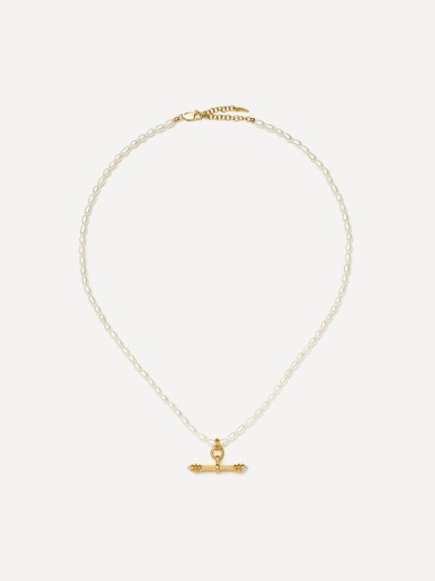 MISSOMA X Harris Reed 18ct Gold-Plated Pearl T-Bar Necklace