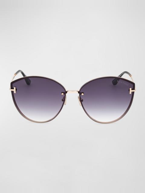 TOM FORD Evangeline Metal Cat-Eye Sunglasses