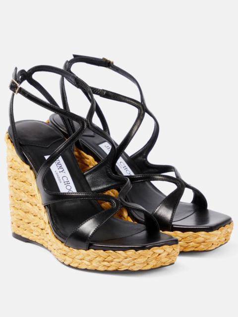 JIMMY CHOO Ayla 110 leather espadrille wedges