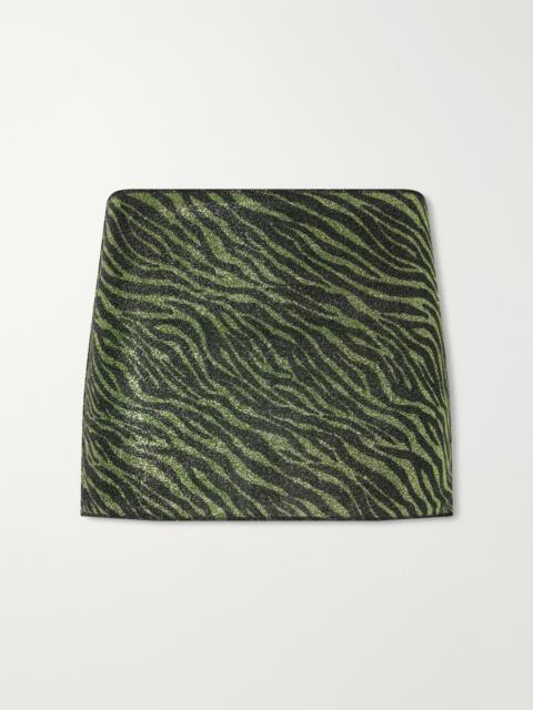 Oséree Animalier Metallic Stretch-knit Mini Skirt