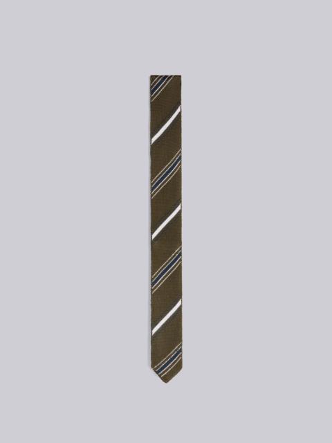Thom Browne Dark Green Silk Jacquard Alternating Stripe Knit Tie
