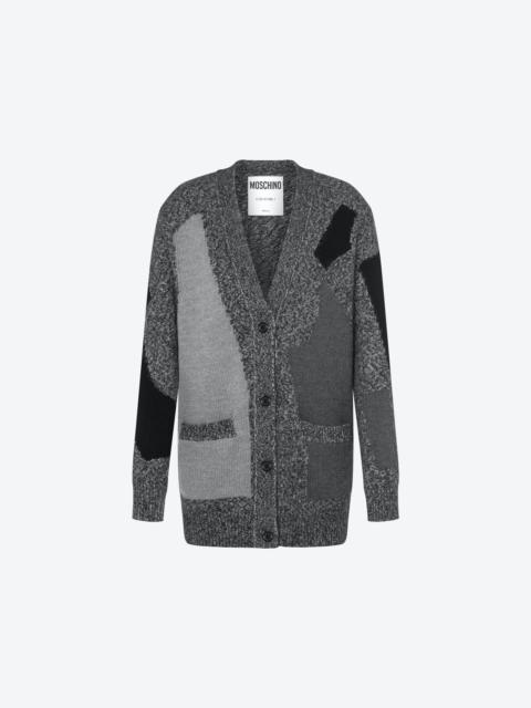 Moschino PATCHWORK MOULINÉ AND ALPACA WOOL CARDIGAN