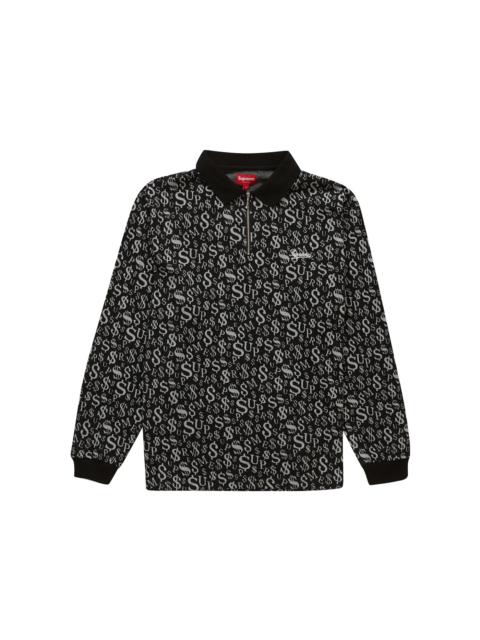 Supreme Supreme Currency Jacquard Zip L/S Polo Black