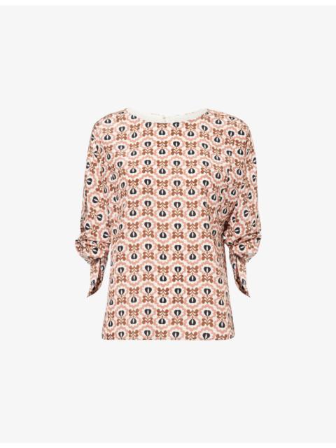 WEEKEND Max Mara Flared Printed Silk Top