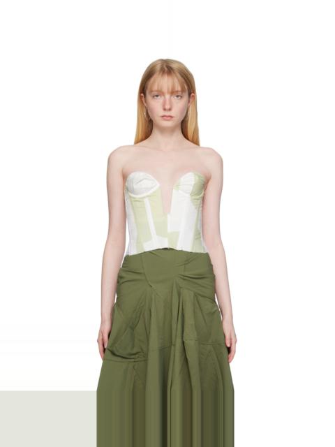 TALIA BYRE White & Green Sweetheart Corset