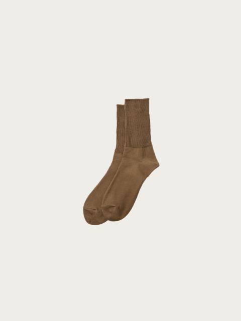 ROTOTO® Organic Daily 3 Pack Ribbed Crew Socks - Khaki Tones