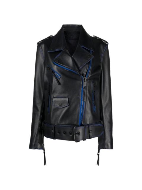 contrast-trim leather jacket