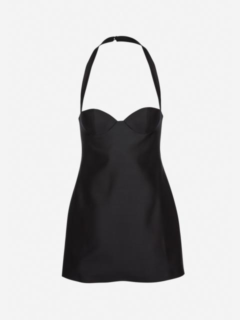 MAGDA BUTRYM Halter-neck bustier wool and silk mini dress in black