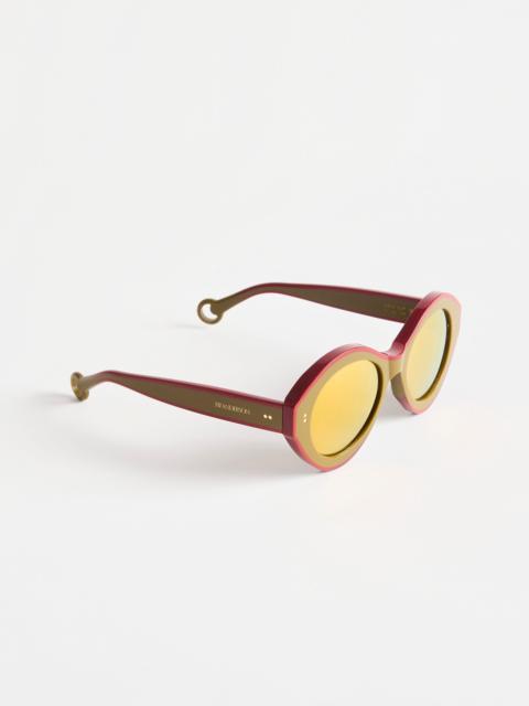 JW Anderson JWA07 BUMPER SUNGLASSES IN KHAKI & BORDEAUX