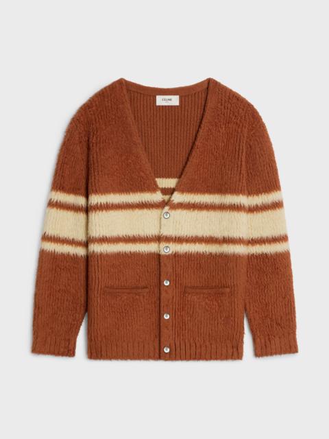 CELINE long cardigan in striped brushed cotton