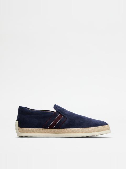 LOAFERS IN SUEDE - BLUE, BURGUNDY