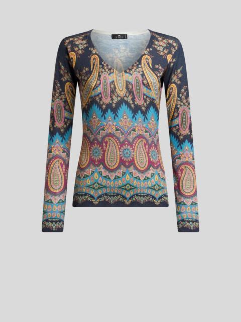 Etro SILK AND CASHMERE SWEATER WITH PLACED PRINT