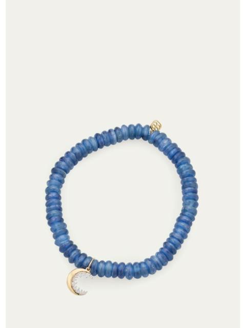 SYDNEY EVAN 14K Small Cocktail Crescent Moon on Kyanite Stretch Bracelet
