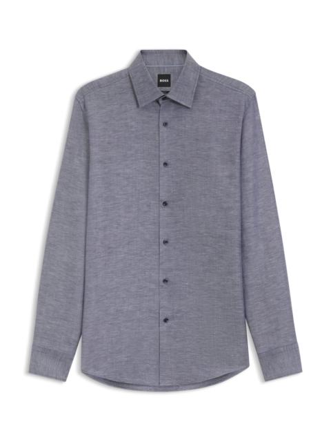 BOSS SLIM-FIT SHIRT IN LINEN-BLEND TWILL