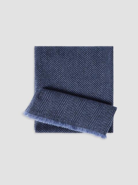 Brunello Cucinelli Men's Cashmere Chevron Scarf - Avio Blue