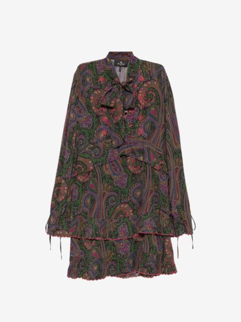 Etro paisley-print ruffled mini dress