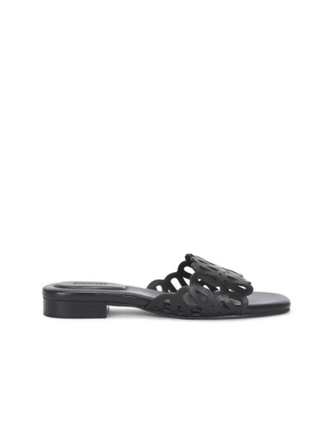 SIMKHAI Mccall Laser Cut Leather Flat Slide