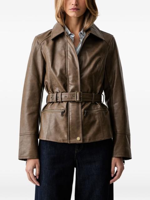 GUESS USA belted faux-leather jacket