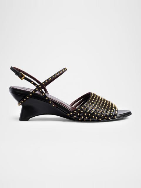KHAITE 35mm Drew Studded Leather Comma-Heel Sandals