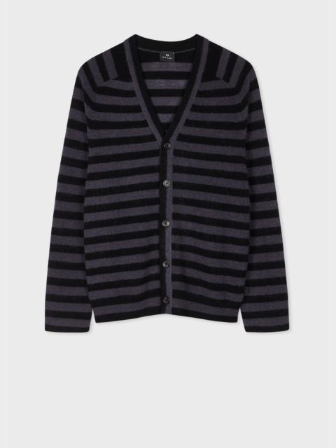 Paul Smith Black Wool-Mohair Stripe Cardigan