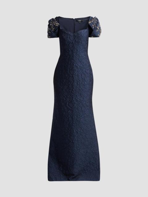 BADGLEY MISCHKA Women's Jacquard Sweetheart A-Line Gown - Navy