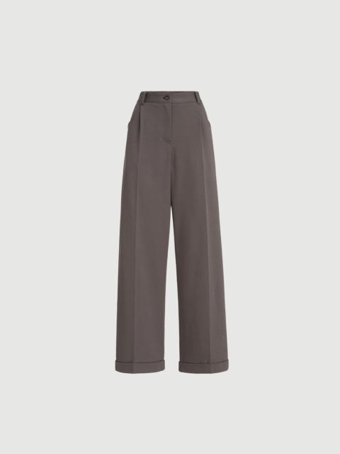 Brunello Cucinelli Stretch cotton lightweight French terry wide track trousers with monili
