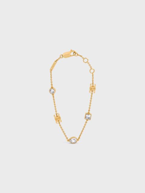 CELINE Triomphe Twinkle Bracelet in Strass and Brass with Gold Finish