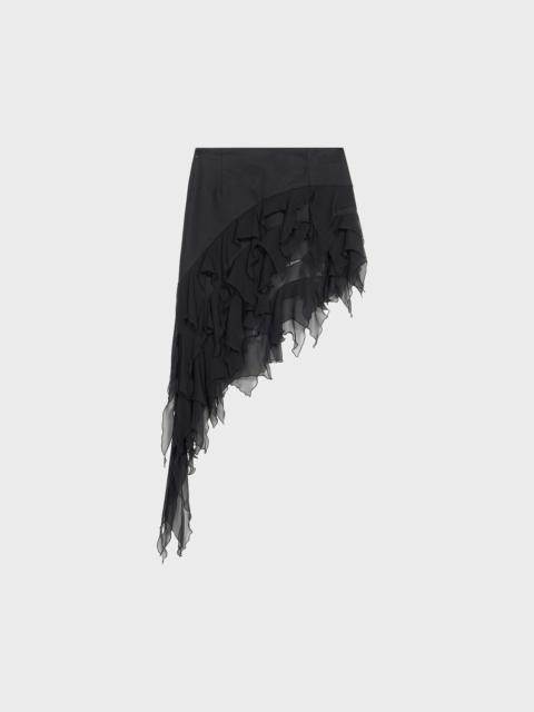 Blumarine ASYMMETRIC STRETCH SATIN SKIRT WITH RUFFLES