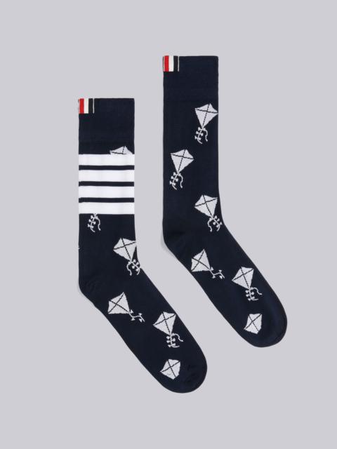 Thom Browne Navy Mercerized Cotton Half Drop Kite Icon 4-Bar Socks