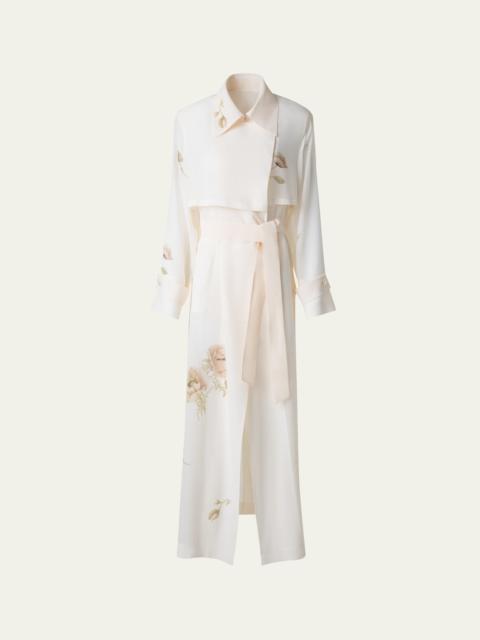 AKRIS Haider Floral-Print Silk Crepe Trench Coat