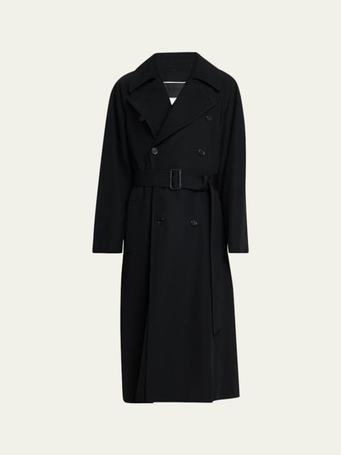 SAINT LAURENT Men's Grain de Poudre Belted Trench Coat
