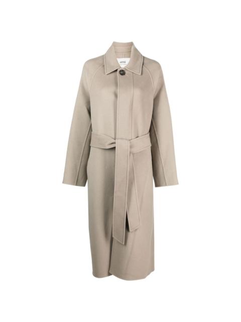 AMI Paris belted single-breasted coat