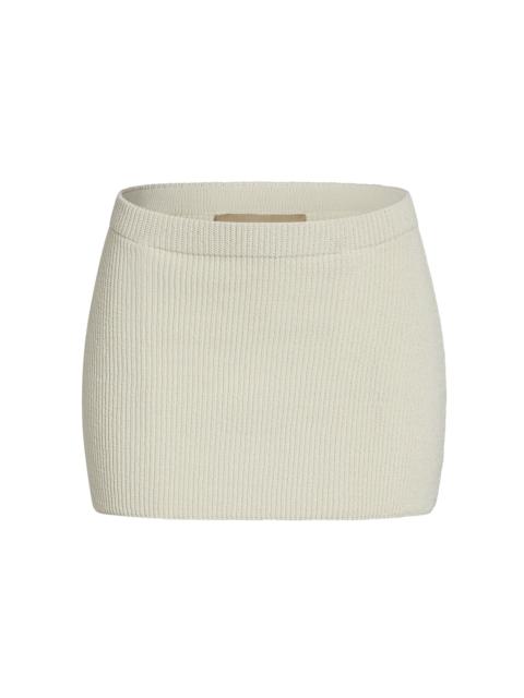 AYA MUSE Eris Ribbed-Knit Stretch-Cotton Mini Skirt off-white