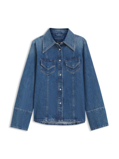 BOSS SLIM-FIT BLOUSE IN RIGID CROSSHATCH DENIM