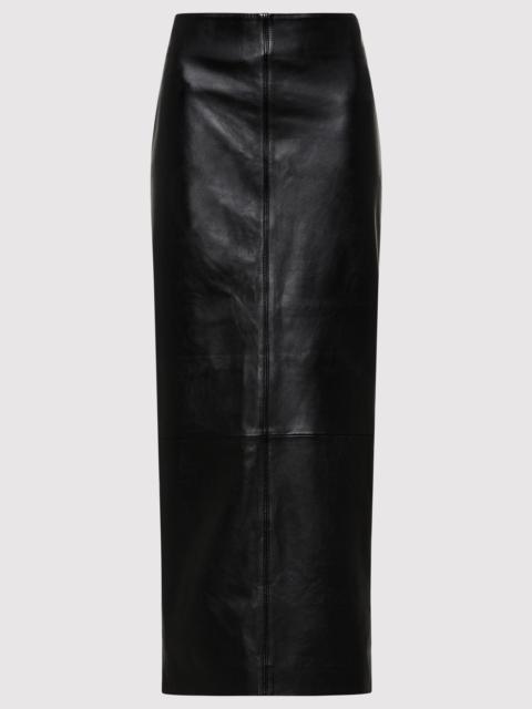 Leather Column Skirt - Black