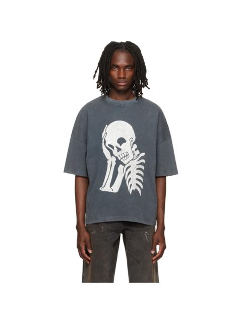 Palm Angels Gray Skull Loose T-shirt