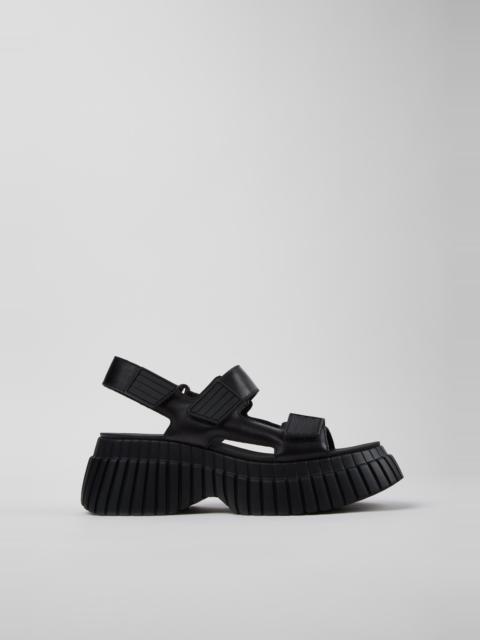 CAMPER BCN Black Leather Sandals for Women.