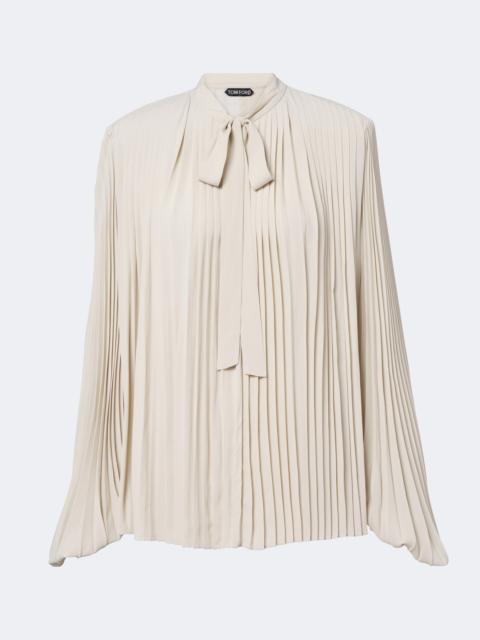 TOM FORD Plissé crêpe de chine blouse