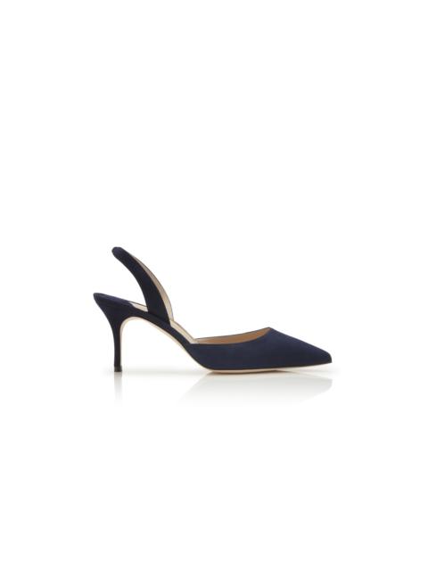 Navy Blue Suede Slingback Pumps